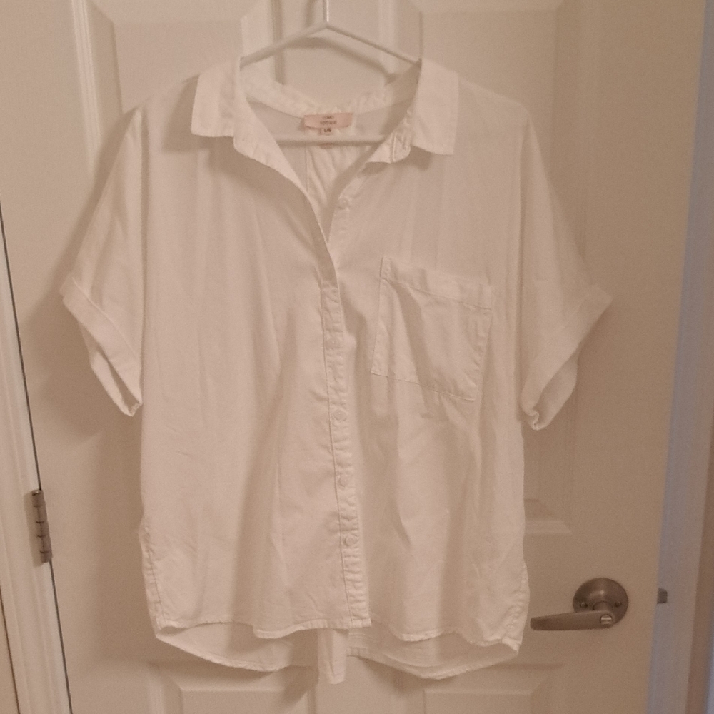 White Short Sleeve Button Down Shirt